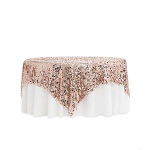 Large Payette Sequin Table Overlay Topper 90"x90" Square - Rose Gold